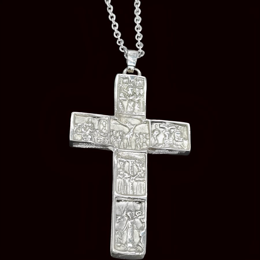 Cruz Estaciones Del Via Crucis Plata 8 X 4 Cm 31 Gr Art 209 - Imagen 5