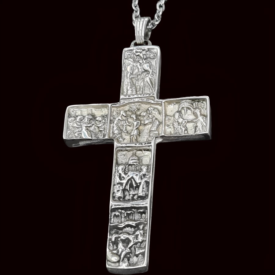 Cruz Estaciones Del Via Crucis Plata 8 X 4 Cm 31 Gr Art 209 - Imagen 3