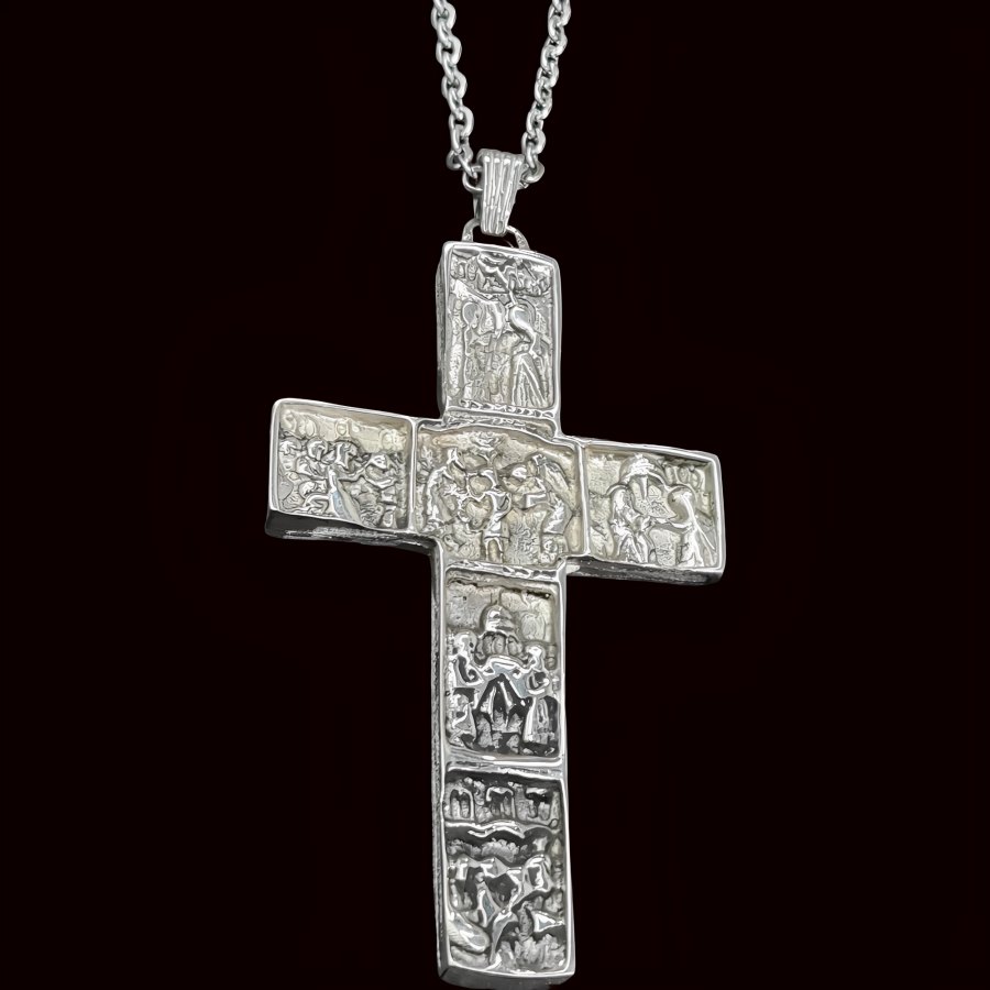 Cruz Estaciones Del Via Crucis Plata 8 X 4 Cm 31 Gr Art 209 - Imagen 2