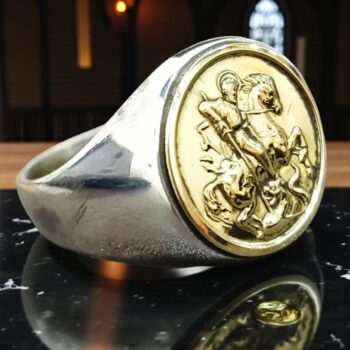 Anillo San Jorge Plata Y Oro Duble 1,6 Cm Peso 8,5 Gr Art 21