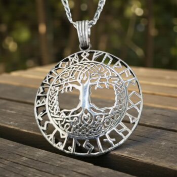 Dije Arbol De La Vida Celta Con Runas En Plata 4 Cm Art 228