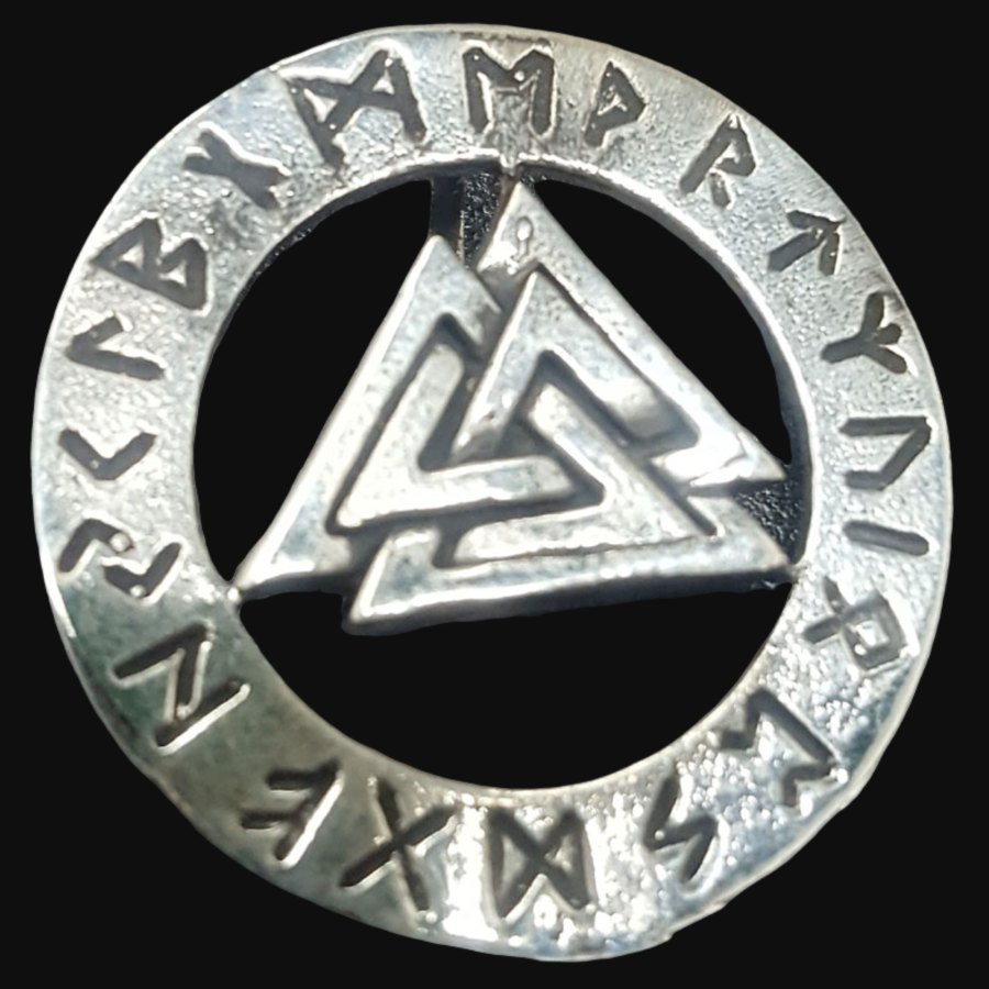 Dije Vikingo Valknut Y Runas 3 Cm En Plata 9 Gr Art 230 - Imagen 3