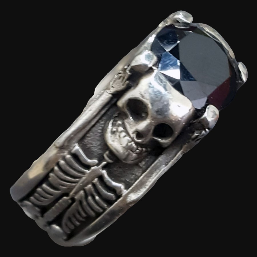 Anillo Calavera En Plata 1 Cm Piedra A Eleccion Art 242 - Imagen 3