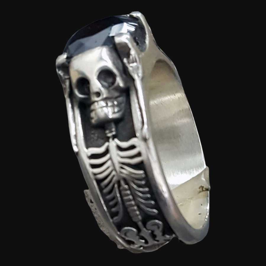 Anillo Calavera En Plata 1 Cm Piedra A Eleccion Art 242 - Imagen 4