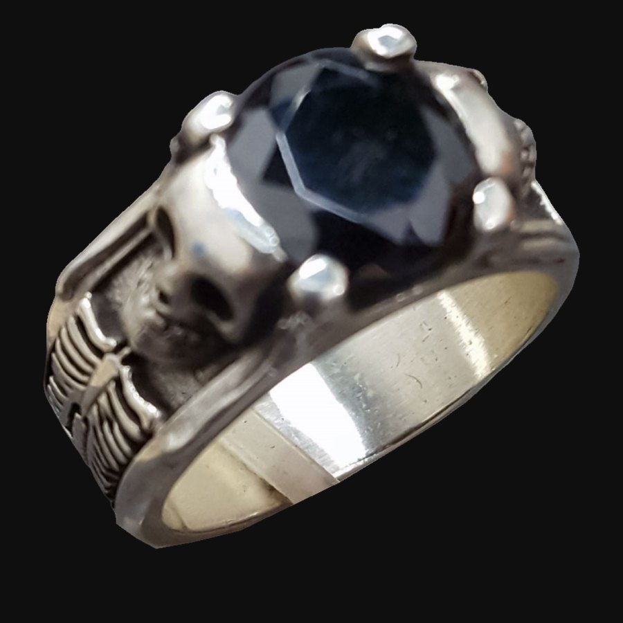 Anillo Calavera En Plata 1 Cm Piedra A Eleccion Art 242 - Imagen 6