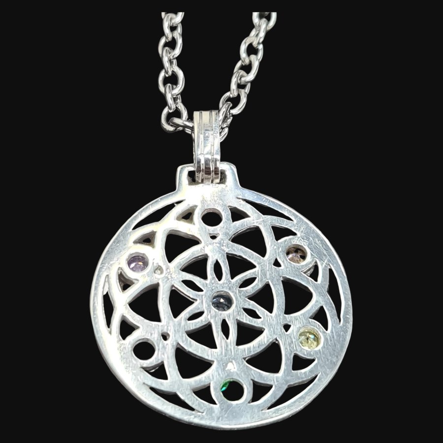 Dije Semilla De La Vida Y Chakras En Plata Kabbalah Art 258 - Imagen 7