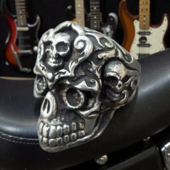 Anillo Calavera De Plata Calaveritas 20 Gr 3 X 2 Cm Art 327