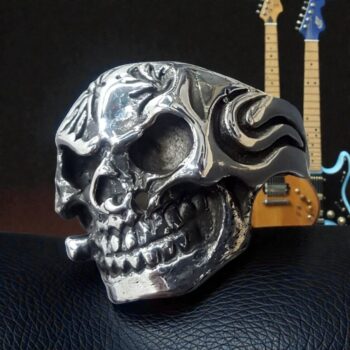 Anillo Calavera Con Habano 2,5 X 2 Cm 21 Gr Plata Art 336