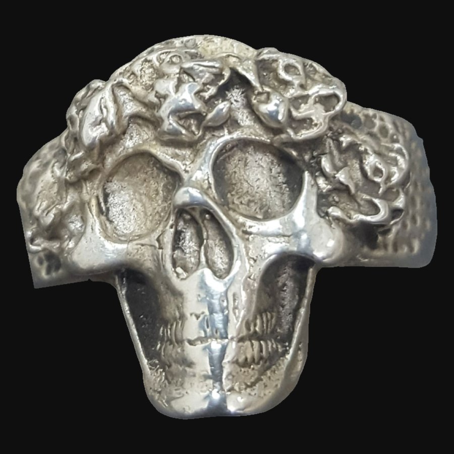 Anillo Calavera Plata Con Flores 2 X 1,5 Cm 12 Gr Art 343 - Imagen 3
