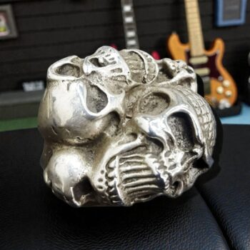 Anillo Calavera De Plata Cruzadas 3 X 3 Cm 19 Gr Art 344