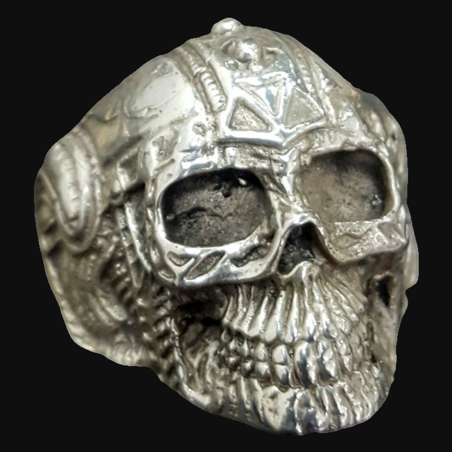 Anillo Calavera De Plata 2,5 X 1,5 Cm 13 Gr Casco Art 347 - Imagen 3