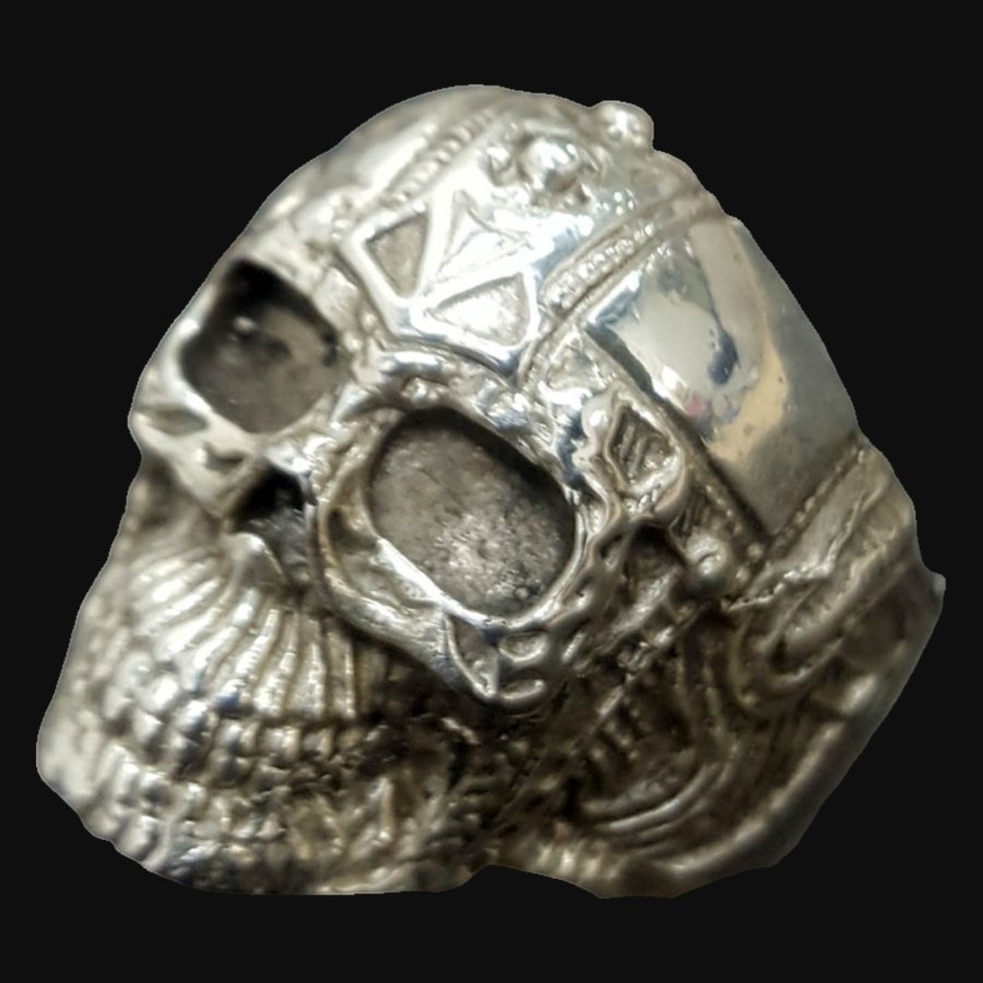 Anillo Calavera De Plata 2,5 X 1,5 Cm 13 Gr Casco Art 347 - Imagen 4