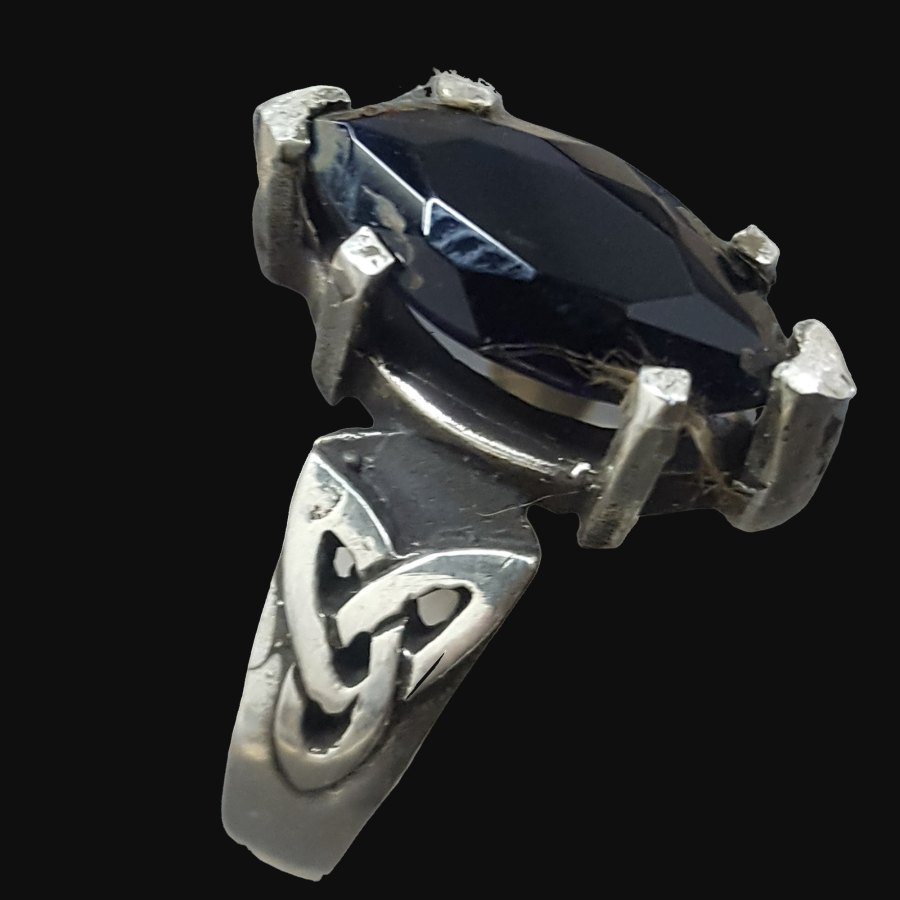Anillo Celta Triqueta Con Piedra En Plata 5 Gr Art 384 - Imagen 4