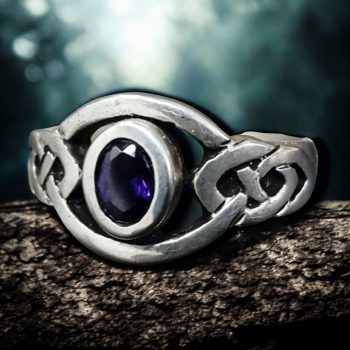 Anillo Celta Nudo Con Piedra En Plata 6 Gr Art 388