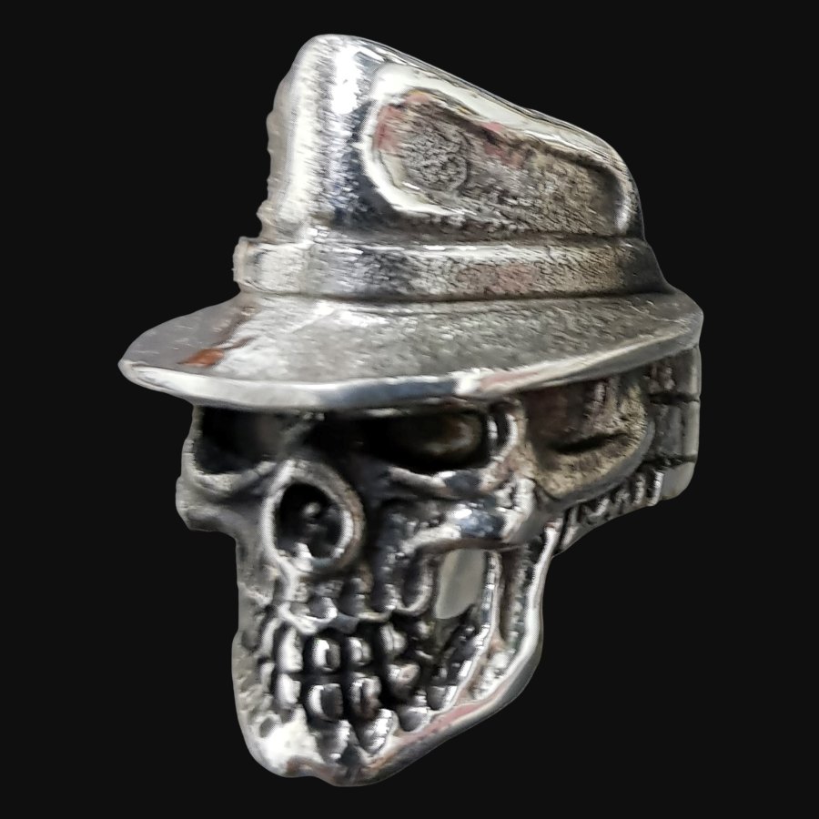 Anillo Calavera Plata Mafioso Plata 3,5 X 2 Cm 22 Gr Art 396 - Imagen 6