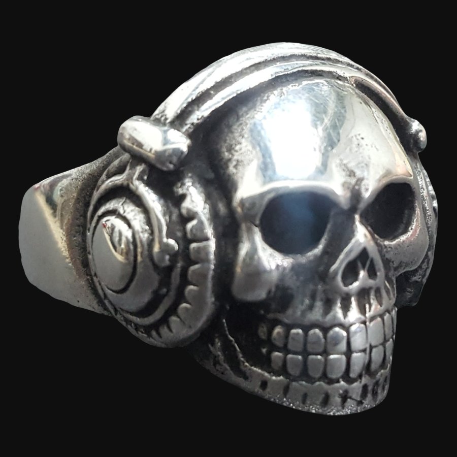 Anillo Calavera Auriculares Plata 2,5 X 2 Cm 17 Gr Art 401 - Imagen 4