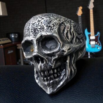 Anillo Calavera Con Cruz En Plata 3 X 2 Cm 28 Gr Art 403