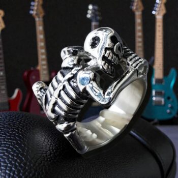 Anillo Calavera Biker En Plata 3 X 2 Cm 17 Gr Art 405