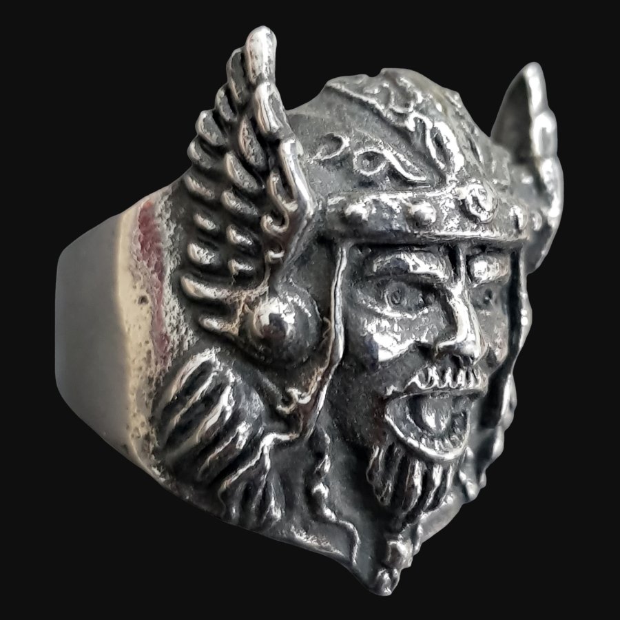 Anillo Calavera Vikingo En Plata 3 X 2 Cm 18 Gr Art 408 - Imagen 3