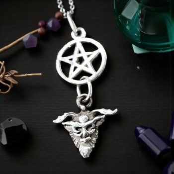 Dije Wicca cernunnos Y Pentaculo 3 Cm 2 Gr En Plata Art 435