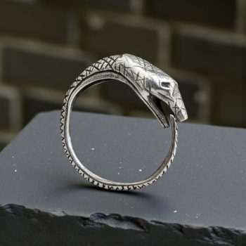 Anillo Ouroboros Cabeza 0,65 X 1,5 Cm Plata 7,5 Gr Art 480
