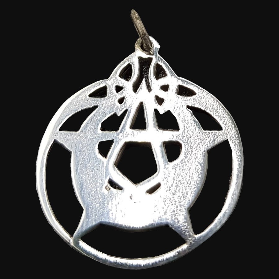 Dije Wicca Pentaculo Y Luna En Plata 3 cm 7 Gr Art 493 - Imagen 3