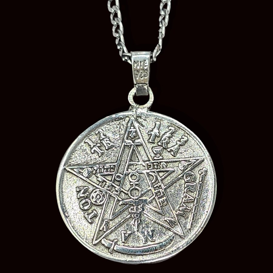 Dije Tetragramaton Y Santa Muerte Plata 4 Cm 17,5 Gr Art 514 - Imagen 3