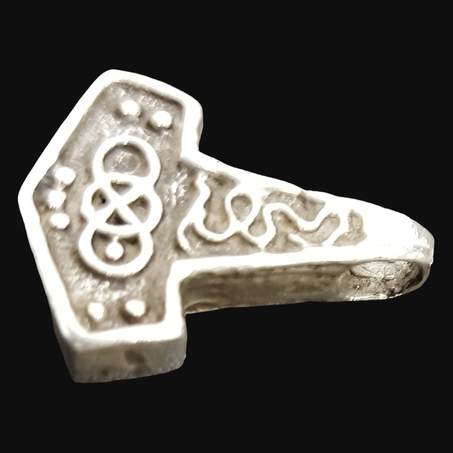Mjolnir Hacha Vikingo En Plata 2,5 Cm 6,6 Gr Art 540 - Imagen 3