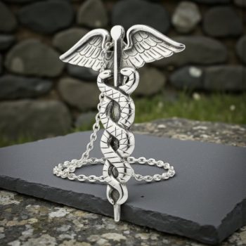 Dije Caduceo De Mercurio En Plata 5 X 4 Cm 8 Gr Art 595