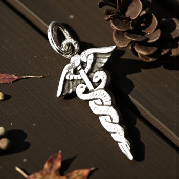 Dije Caduceo De Mercurio En Plata 2,5 X 1,5 Cm 2 Gr Art 597