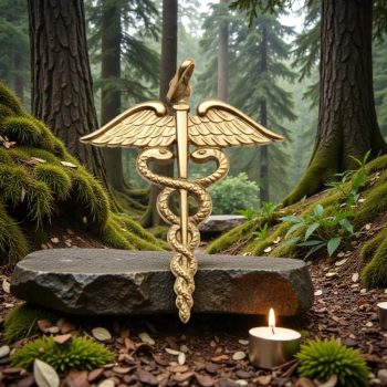 Dije Caduceo De Mercurio En Oro 3,3 X 1,7 Cm 4 Gr Art 598