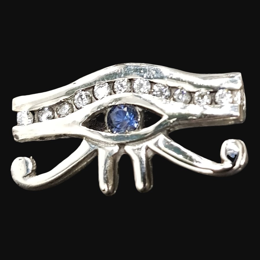 Dije Ojo Horus Egipcio Plata Y Piedras 3 X 2 Cm 7 Gr Art 608 - Imagen 2