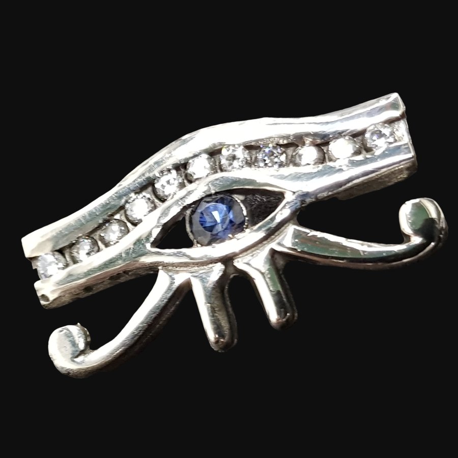 Dije Ojo Horus Egipcio Plata Y Piedras 3 X 2 Cm 7 Gr Art 608 - Imagen 4