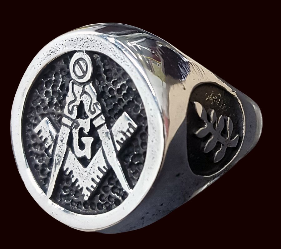 Anillo Masonico Compas Escuadra Acacia Plata 12 Gr Art 60 - Imagen 4