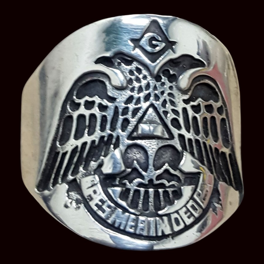 Anillo Masónico Águilas Bicefalas Plata 2 Cm 14 Gr Art 71 - Imagen 3