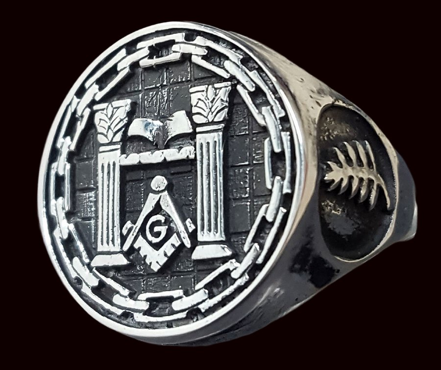 Anillo Masonico Columnas En Plata Masoneria Art 73 - Imagen 3