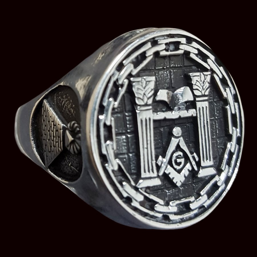 Anillo Masonico Columnas En Plata Masoneria Art 73 - Imagen 5