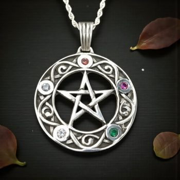 Dije Wicca Pentaculo Piedras 4 X 3 Cm Plata 7,5 Gr Art 731