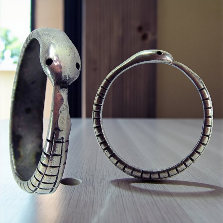 Anillo Ouroboros Cabeza 0,5 Cm Plata 4 Gr Art 735
