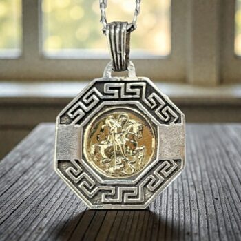 Medalla Plata Y Oro Duble San Jorge Plata 4 Cm 8 Gr Art 749