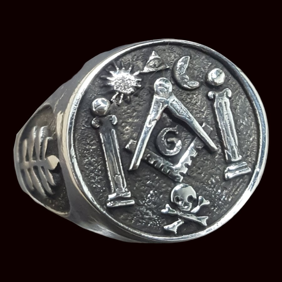 Anillo Masonico Columnas En Plata Masoneria 1,6 cm 8 gr Art 75 - Imagen 3