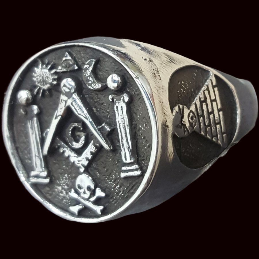 Anillo Masonico Columnas En Plata Masoneria 1,6 cm 8 gr Art 75 - Imagen 4