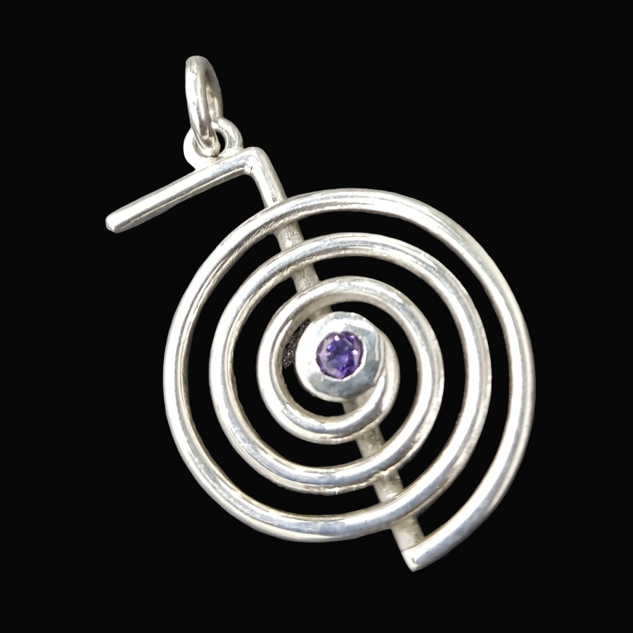 Dije Reiki Chokurei Plata Y Amatista 3,5 Gr 2,5 Cm Art 751