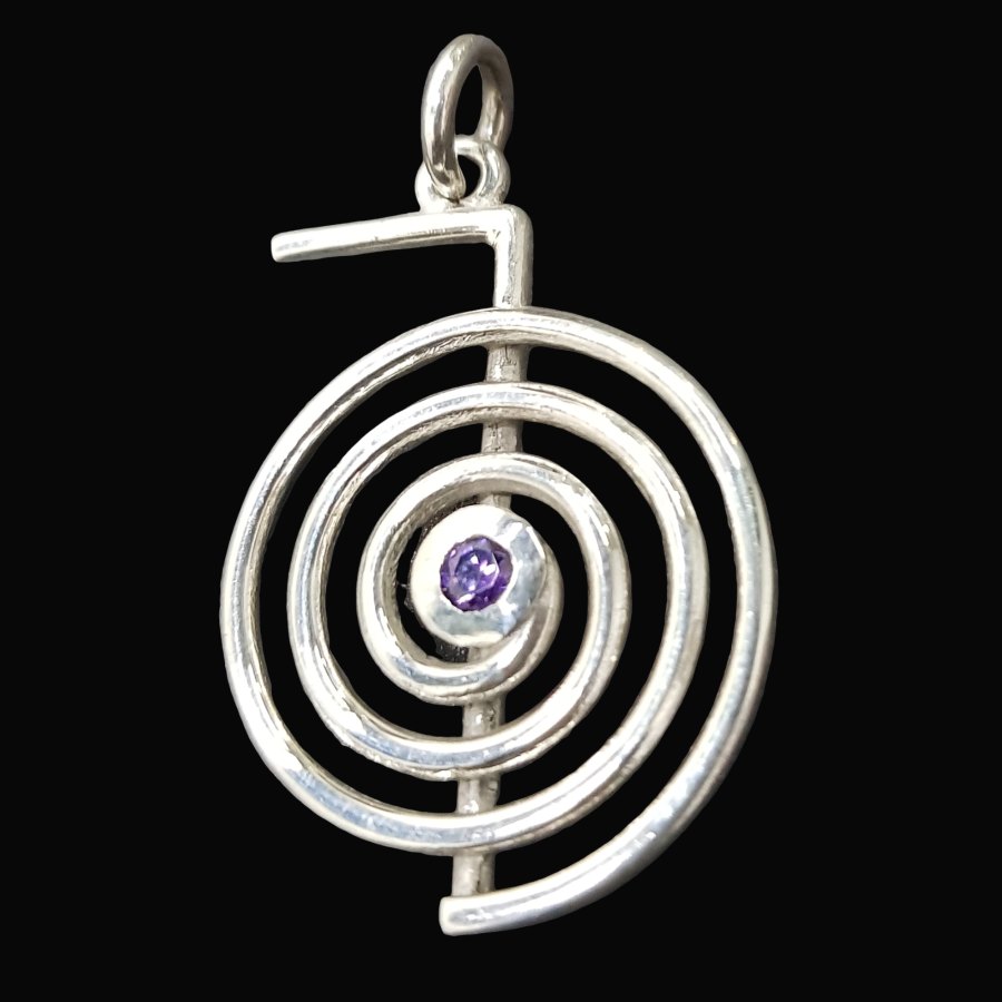 Dije Reiki Chokurei Plata Y Amatista 3,5 Gr 2,5 Cm Art 751 - Imagen 3