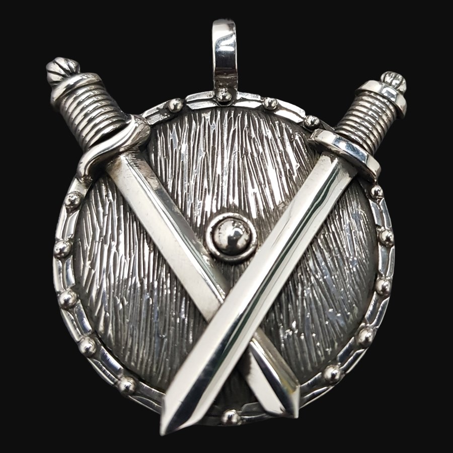 Medalla Escudo Vikingo De Plata 4,5 Cm Peso 23,5 Gr Art 760 - Imagen 3