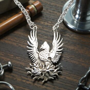 Medalla Ave Fenix En Plata 4 Cm Con Cadena De Acero Art 782