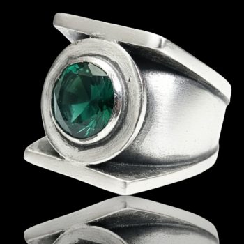 Anillo Poder Linterna Verde En Plata 1,6 Cm 13 Gr Art 791