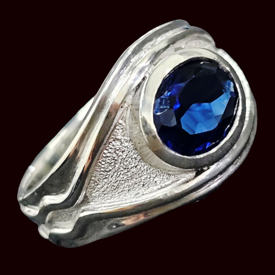 Anillo Poder Elfico Vilya Piedra Azul En Plata Art 805 - Imagen 2
