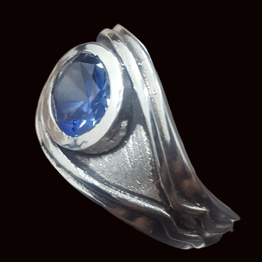 Anillo Poder Elfico Vilya Piedra Azul En Plata Art 805 - Imagen 5