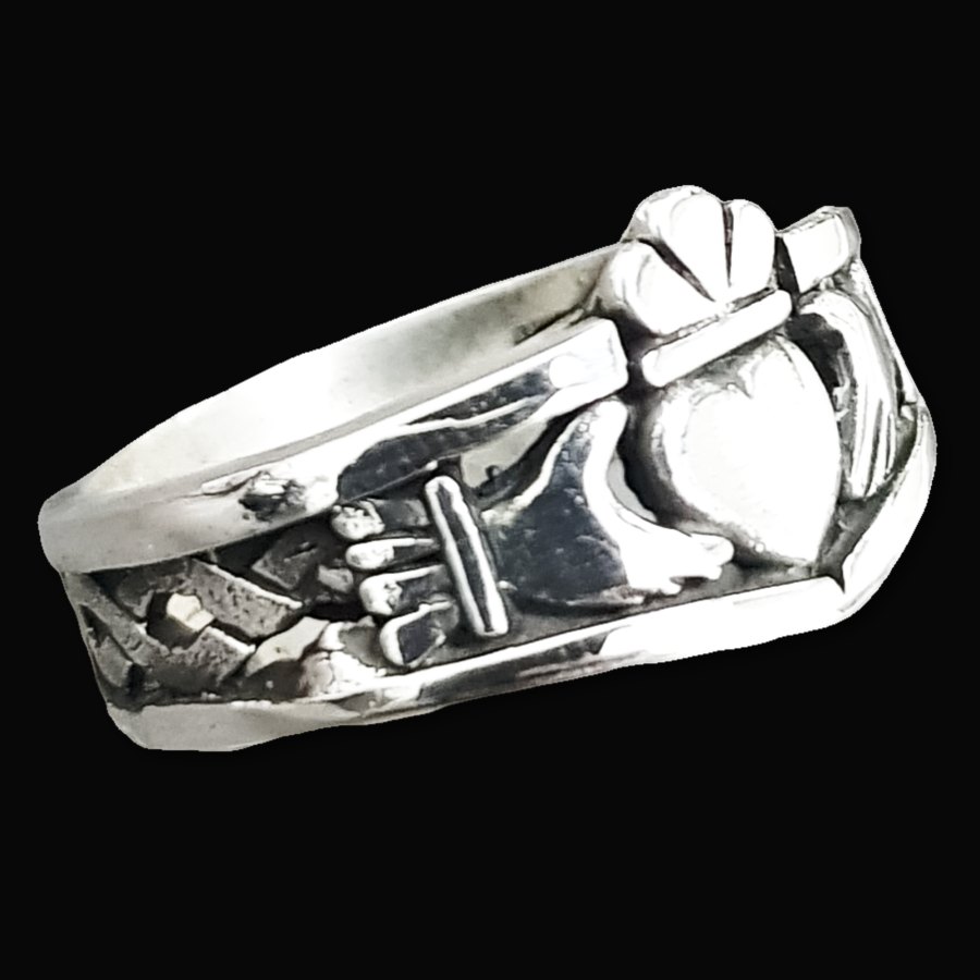 Anillo Celta Claddagh Con Nudo Plata 7 Gr 1,5 Cm Art 844 - Imagen 6